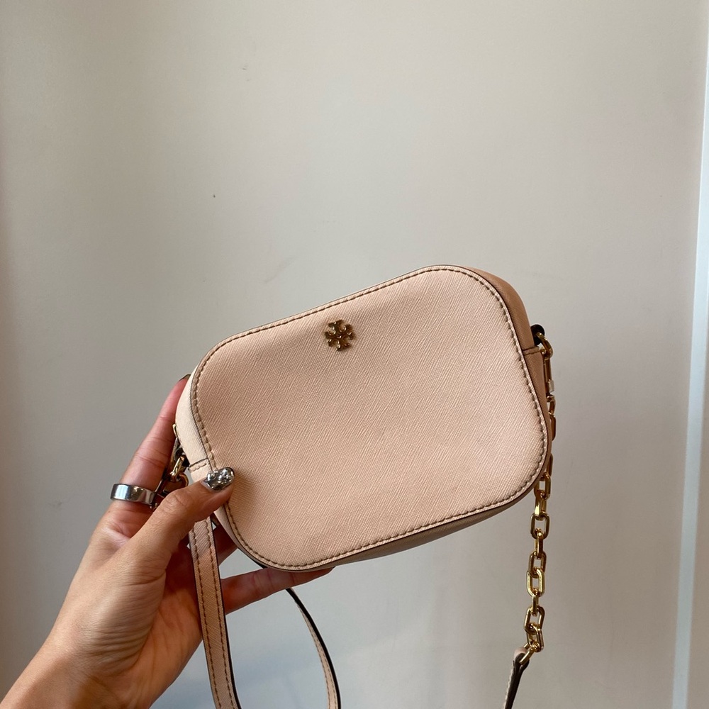 Tory Burch Light Pink Crossbody Bag with Gold Chain
